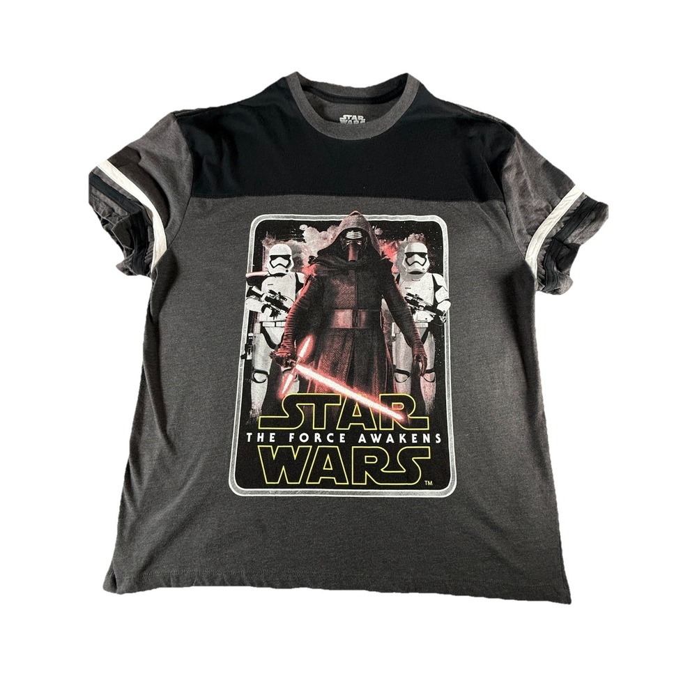 Star Wars The Force Awakens T-Shirt Short Sleeve Mens XL Black and Grey Movie